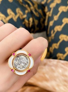 XBK戒指猫头鹰人像小众古币设计