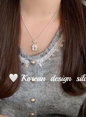 日系韩版2024新款设计饰品 S925纯银精美蝴蝶结芭蕾舞鞋项链ins风