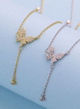 淘宝热卖款S925纯银冬季一眼沦陷蝴蝶锁骨链女高级感轻奢项链女