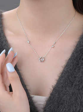 S999足银爱心灵动项链时尚显瘦百搭气质设计感锁骨链