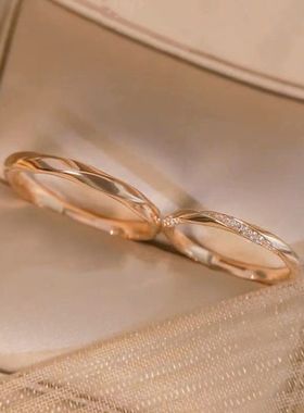 双向奔赴s925纯银情侣对戒戒指男女一对活口调节镶钻婚戒表白礼物