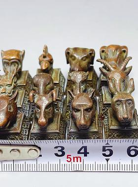 复古铜器实心圆明园十二生肖首印章兽首印一套中国风家居装饰摆件