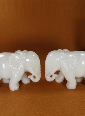 天然阿富汗白玉大象吸水白玉大象吉祥物风水装饰品玉石家居摆件