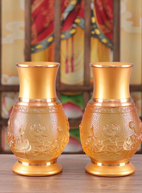 佛具用品大全家用琉璃莲花摆件佛前供杯香炉供盘供灯花瓶供奉套装