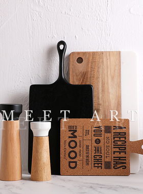 现代简约样板间厨房台p面饰品 大理石砧板餐板蛋糕托盘 软装组合