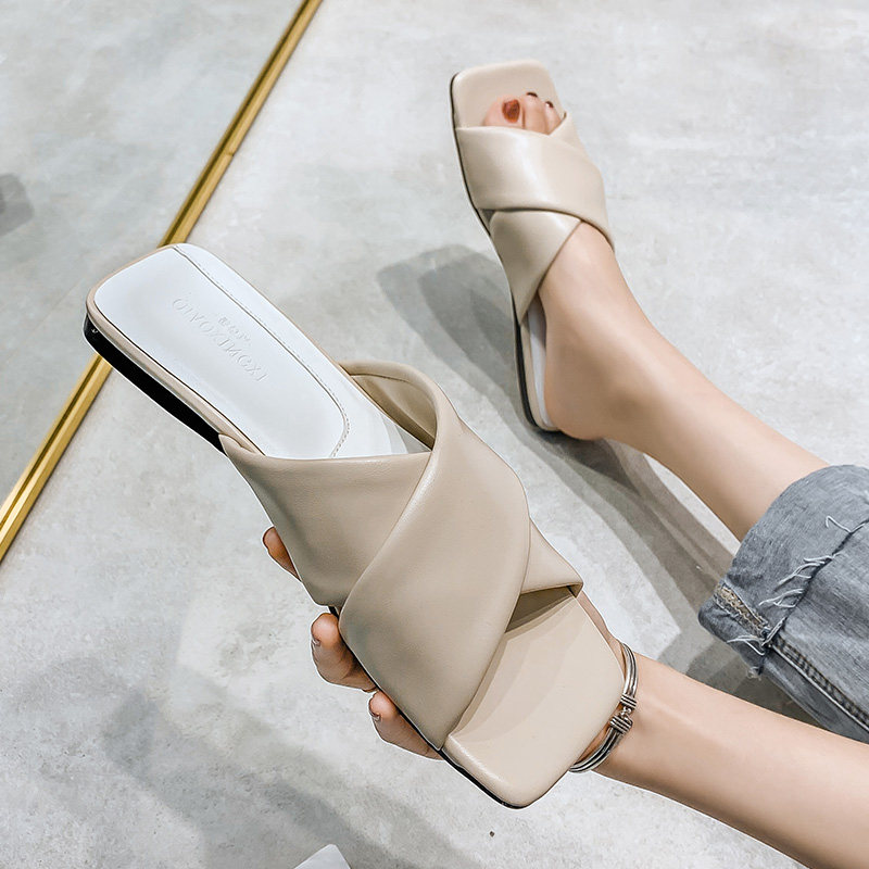 2021年夏季新款百搭网红平底一字拖鞋女外穿时尚ins潮大码41一43,淘宝优惠券,粉丝福利购,淘宝优惠卷