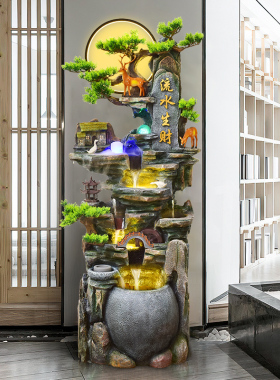 客厅山流水落地办公室循环水生财装饰假山喷泉景观业礼品