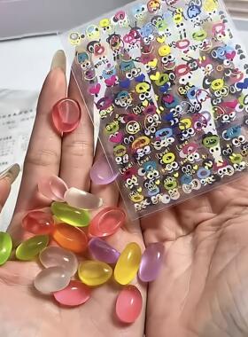 宠物石头夜光树脂diy宠物萌粒小石头可爱解压彩色海玻璃创意礼物.