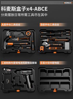 家用工具箱套装五金电钻木工多功能螺丝刀电工维修日常全套扳手钳