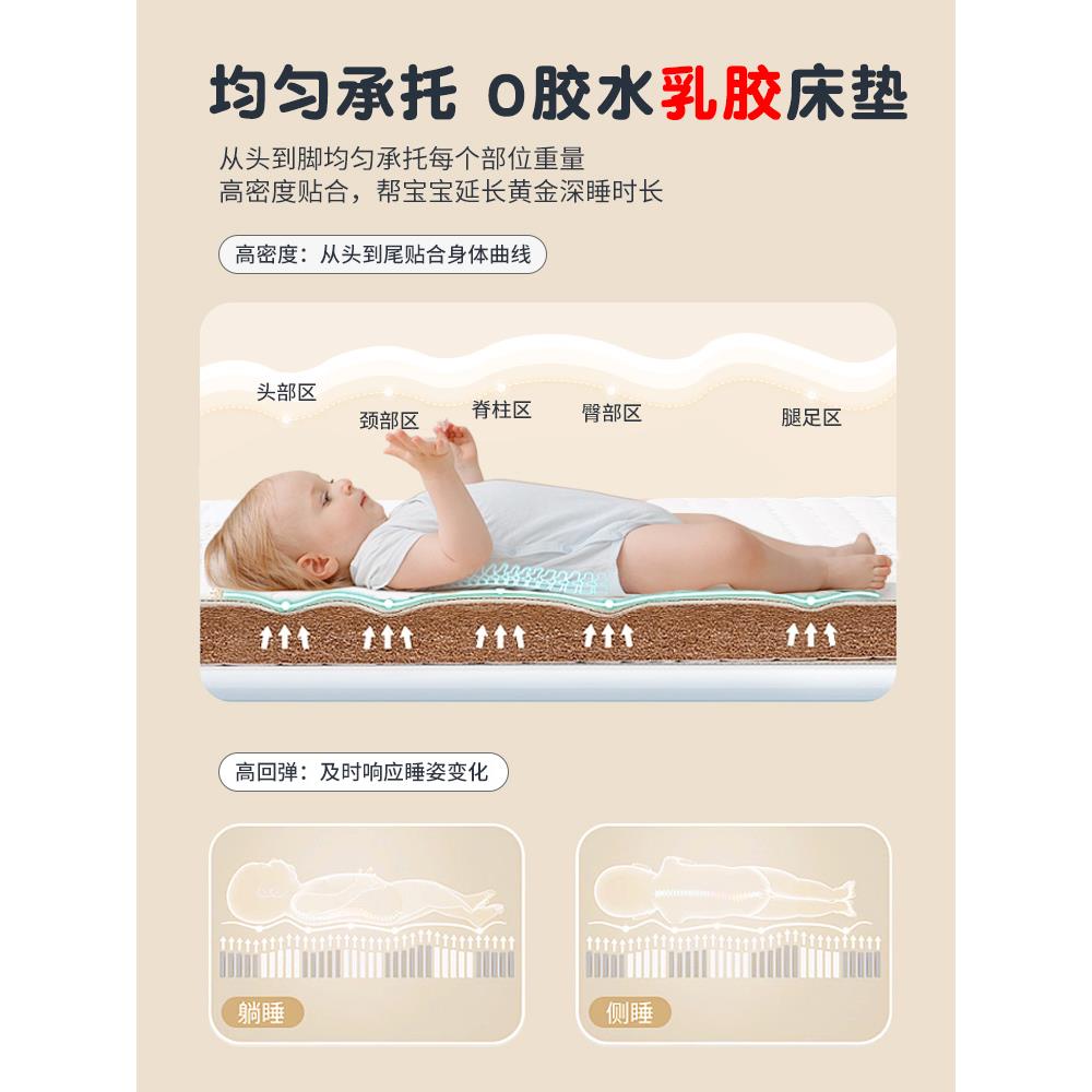 榉木儿童床拼接床婴儿床实木拼接加宽床定制护栏可升降围栏宝宝床 - 图1