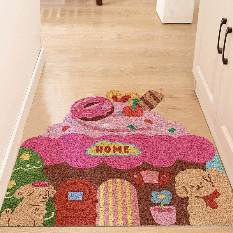 卡通可爱入户门垫丝圈地垫粉色地毯耐脏耐磨玄关门口进门垫可定制,淘宝优惠券,粉丝福利购,淘宝优惠卷