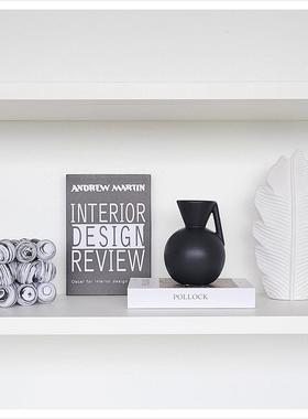 样板间书房书柜简约家居软装饰品挂画创意玻璃陶瓷几何摆件ZH3075