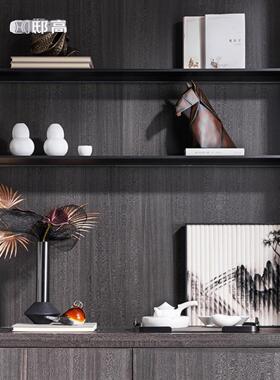 覆古工业风格饰品样板房开柜场景布局表软装设计与陶瓷牛饰品