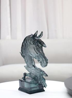 现代轻奢办公室马头雕塑摆件玄关客厅酒柜电视柜别墅开业艺术装饰