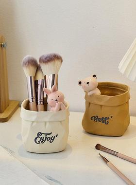 卡通可爱动物笔筒办公室电脑工位桌面小摆件卧室化妆桌收纳装饰品