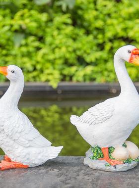 园林摆件田园庭院景观装饰树脂仿真白鸭子创意动物雕塑摆设工艺品