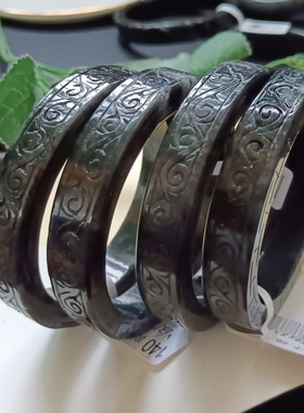 翡翠A货仿古雕花乌鸡手镯细腻种水乌鸡方镯正圈雕花手镯圈口58-63