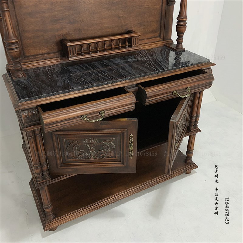 中古实木复古餐厅酒柜茶叶柜新古典怀旧餐边柜客厅置物柜设计师款 - 图2