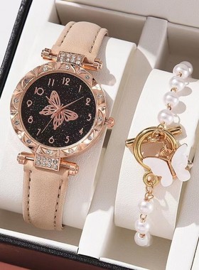 女朋友春节情人节礼物礼盒装蝴蝶珍珠手链甜美百搭不掉色ins手串