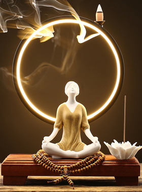 瑜伽美女人物工艺倒灯圈摆件现C代家居装饰咖啡馆客厅开业礼品