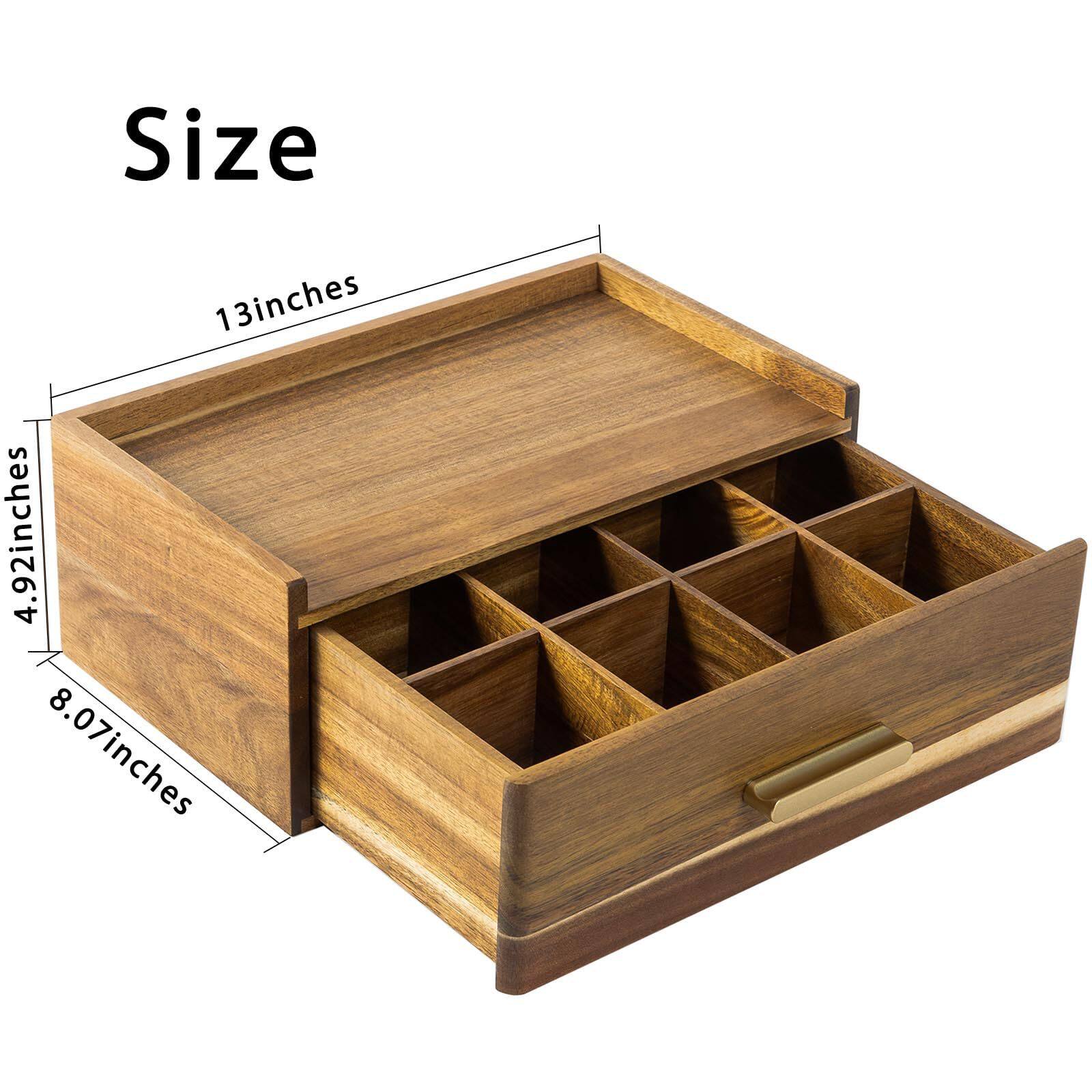 Wooden Tea Bag Storage Bag Acacia Wood Tea Set Accessories Storage Drawer Tea Box Tea Stand Stand Divider Wooden Box Wholesale