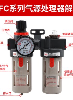 SNS神驰气动 BFC空气过滤器调压过滤器排水2000/3000/4000