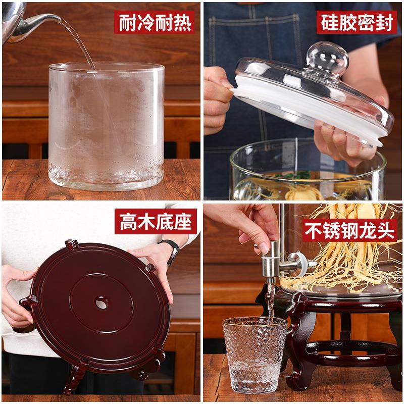 Food-grade glass wine bottle for household use of high-end ginseng medicinal materials, special wine glass bottle with faucet sealed container