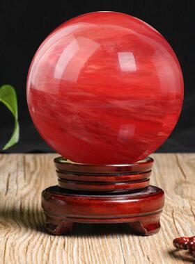 优礼质红色水晶球摆件中式KCA客厅招财装开饰品业送品江苏连港东