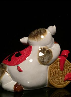 猪摆件家电居客厅装玄关视柜博古架十PHZ二生肖陶瓷饰品业乔迁开