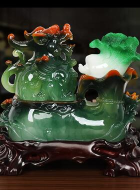 貔貅摆招财镇宅件百财如意玉白菜开客厅装饰品店T-962221 铺家居