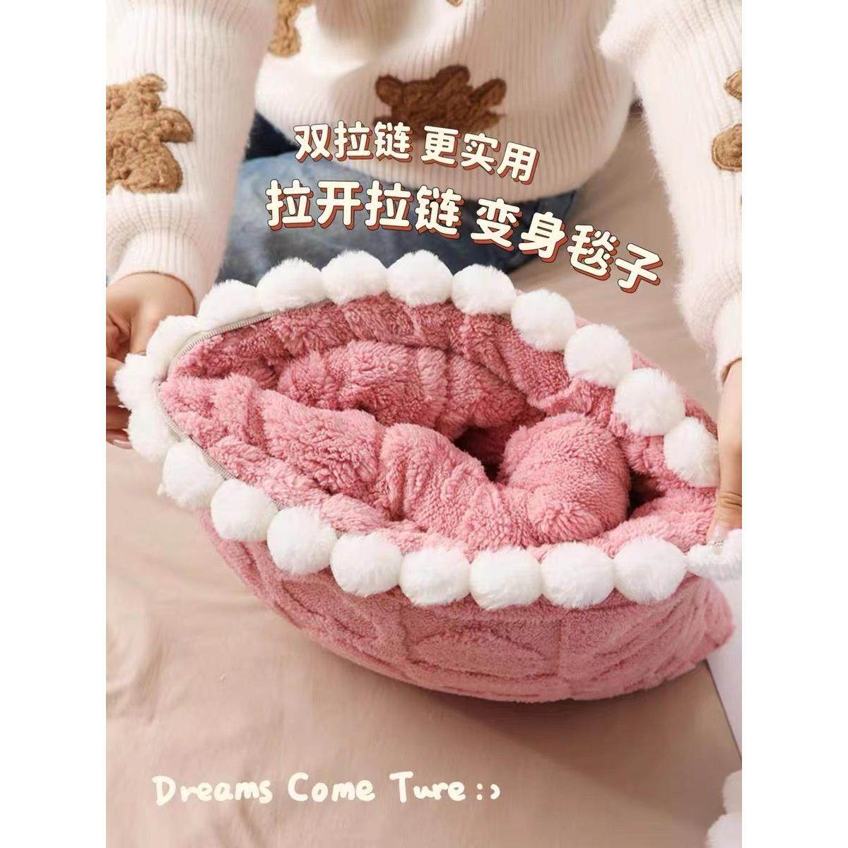 加厚塔芙绒毯子抱枕两用羊羔绒汽车用车载上毛毯冬季被子二合一,淘宝优惠券,粉丝福利购,淘宝优惠卷