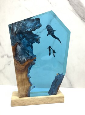 创意海洋家居饰品艺术摆件手工艺品潜水员桌面小夜灯情侣生日礼物