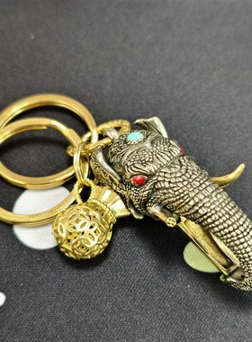 纯白铜大象钥匙扣白铜象神挂件腰饰箱包背包饰品快挂扣挂件钥匙链