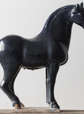 仿古唐三彩马陶瓷白马野马工艺品摆件古玩酒店装饰品礼品复古收藏