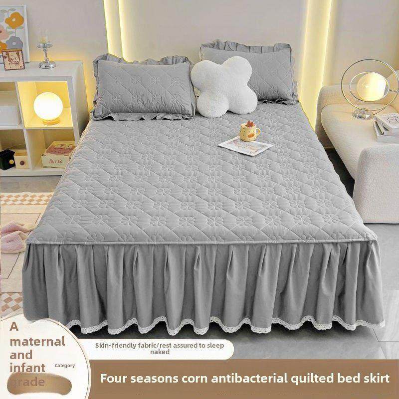 夹棉床裙水洗棉防尘单双人亲肤棉床罩防滑保护套四季用席梦思床套,淘宝优惠券,粉丝福利购,淘宝优惠卷
