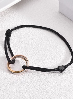 去有风的地方谢之遥李现同款三环戒指手链男高级感潮酷黑色手绳