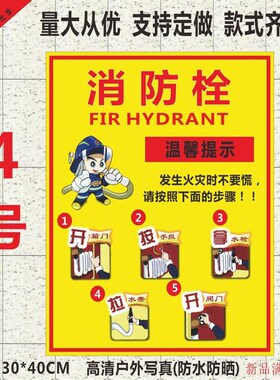 消防箱贴纸 消防安全标识牌 消火栓使用方法说明  验厂警示牌定制