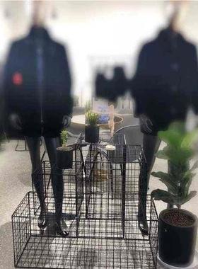 服装店橱窗黑色网格架网红店铺房间装饰海洋球立方体铁艺拍摄道具