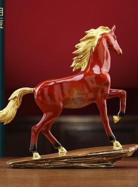 大明铜匠马到成功马摆件玄关办公室工艺品装饰品乔迁新居开业礼物