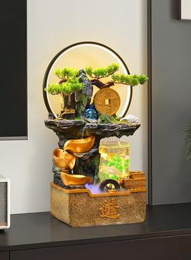 引进财富宝假山鱼缸流水财富摆件循环水客厅办公桌风水轮开启乔迁
