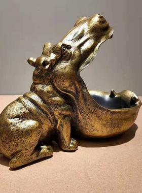 河马摆件北欧创意家居客厅鞋柜玄关钥匙收纳盒桌面杂物收纳盘饰品