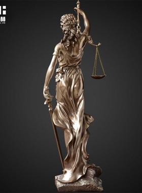 希腊风格司法女神雕像 法律主题铸铜办公室摆件 欧式家居饰品