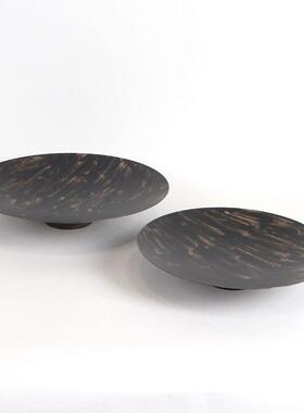 新中式大型铁艺托盘摆件永生苔藓盆景微景书房样板间茶几装饰摆放