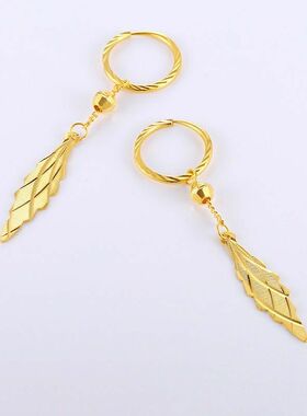 金包银耳坠枫叶树叶耳环款高级感
