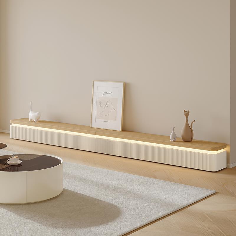 落地电视柜客厅家用原木奶油风高级感地柜茶几组合现代简约2025款 - 图3