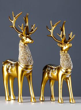 轻奢小鹿摆件北欧招财客厅工艺礼品摆饰酒柜室内装饰品创意玄关家