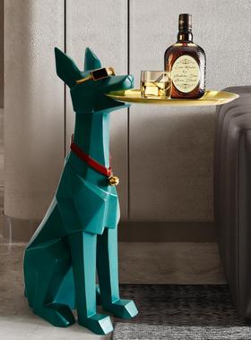 杜宾犬发财狗大型客厅沙发旁边落地狗装饰品搬家礼物乔迁新居摆件