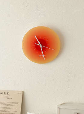 ins现代风落日钟表挂钟客厅桌面简约床头创意玻璃表盘时钟摆台式