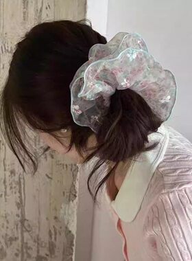 秋冬季蓬泡泡纱小清新碎花发圈早春新款高级感森系扎头发头饰