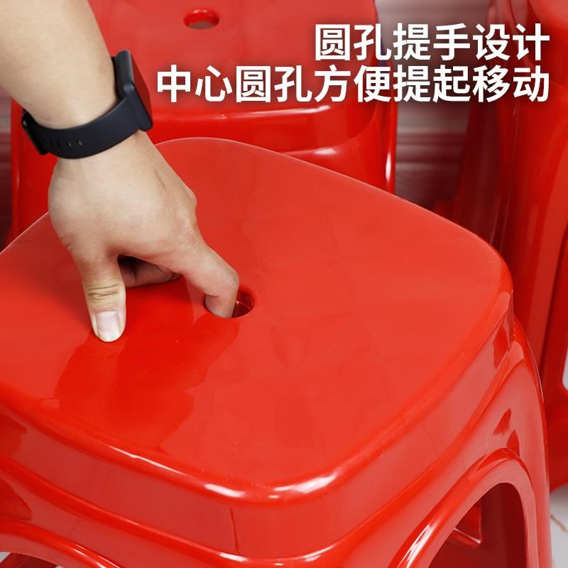 加厚塑料凳子红色家用方凳高凳板凳浴室凳换鞋凳大排档餐桌凳椅子 - 图2